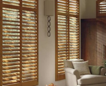 Hunter Douglas Wood Shutters in the living room